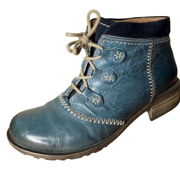 Josef Seibel Blue Boots for Women for sale | eBay Josef Seibel Women\'s Boots Size 7.5 (EU 38) Blue Leather Ankle Stitching Lace Up